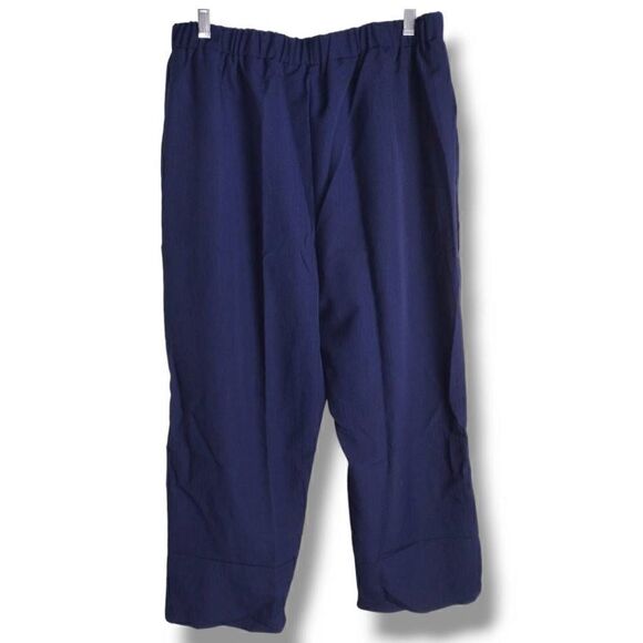 Womens Navy Pants Sz 2X Ankle‎ Cropped Elastic Crepe Casual Elastic - Picture 1 of 10